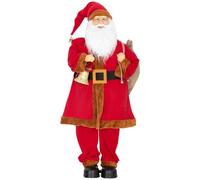 HOMCOM Père Noël chantant grandeur nature 120 cm avec tête qui bouge | Père Noël animé musical, bras articulés, activation sonore, cloche et sac, figurine musicale mobile, décoration de Noël