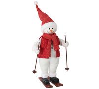 HOMCOM Père Noël skieur chantant, 65 cm, figurine de Noël animée avec skis, bâtons et activation sonore/tactile
