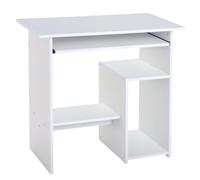 HOMCOM Petit Bureau D'Ordinateur avec Support CPU 80 x 45 x 75 cm Blanc | Plateau pour Clavier, Étagères de Rangement, pour Télétravail, Chambre, Studio, Salle D'Étude, Style Moderne