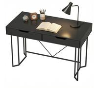 HOMCOM Petit bureau informatique avec 2 tiroirs, bureau avec grande surface de travail 120 x 60 x 77 cm Noir
