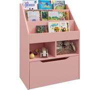 HOMCOM, petite bibliothèque pour enfants avec étagères et tiroir en MDF, dimensions 60x29,9x90 cm, couleur rose