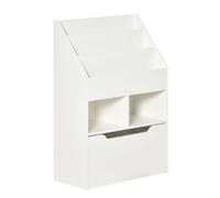 HOMCOM, petite bibliothèque pour enfants avec étagères et tiroir en MDF, dimensions 60x29,9x90 cm, couleur blanche