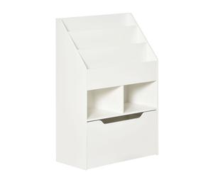 HOMCOM, petite bibliothèque pour enfants avec étagères et tiroir en MDF, dimensions 60x29,9x90 cm, couleur blanche
