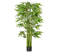 HOMCOM Pianta di Bambù Artificiale 160cm avec Pot Noir, Haute Réaliste | Plante Fausse, 975 Feuilles, pour Intérieur