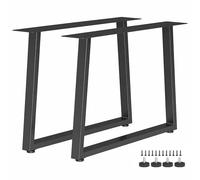 HOMCOM Pieds de Table en Acier, 60 x 43 cm, Lot de 2 Pieds de Bureau Trapezoïdes, Bricolage à Domicile, avec Patins Réglables et Vis, Style Industriel, Noir