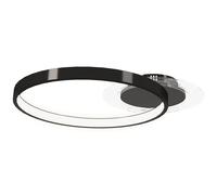 HOMCOM Plafoniera LED Moderne à 2 Anneaux avec Luminosité Réglable, Puissance 30W, Noir