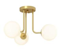 Plafonnier LED - HOMCOM - 3 lumières avec douilles G9, abat-jour globe - métal et plastique - 42 x 42 x 26,5 cm - doré