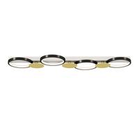 HOMCOM Plafonnier LED 38W, luminaire plafonnier 4 lumières à montage affleurant, télécommande, 100 x 31 x 7 cm, doré et noir