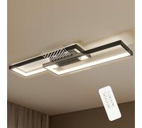 HOMCOM Plafonnier LED rectangle 43W, luminaire plafonnier 3000-6000K, 4600LM, moderne lampe de plafond, intensité variable, télécommande ou interrupteur mural, pour chambre, salon, bureau, noir