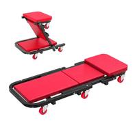 HOMCOM Planche à roulettes de Montage 2 en 1 Chariot de Visite mécanicien Pliable en Z Charge de 150 kg, 6 Roues Rotation à 360°, Tabouret d'atelier Fonction Assise et couchée, pour Garage, Rogue
