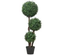 HOMCOM Plante Artificielle 100 cm, 3 Boules de Buis Intérieur Extérieur | Arbre Artificiel avec Pot, Anti-UV, Facile à Nettoyer, Fausse Plante Décoration, Maison, Bureau