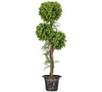 HomCom Arbre artificiel 3 boules de buis, pot en ciment, intérieur et extérieur, H 115 cm