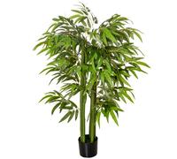 HOMCOM Plante artificielle bambou arbre artificiel 140 cm avec pot, fausse plante vert décoration d'intérieur