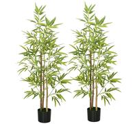 HOMCOM Plante artificielle Bambou arbre artificiel hauteur 120 cm avec pot, décoration interieur, très réaliste