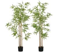 HOMCOM Plante artificielle Bambou arbre artificiel hauteur 180 cm avec pot, décoration interieur, très réaliste