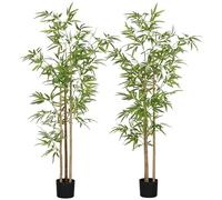 HomCom Plantes artificielles Bambou hauteur 180 cm avec pot, très réalistes – Lot de 2