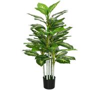 HOMCOM Plante artificielle calathea hauteur 120 cm pot ciment 53 feuilles - intérieur ou extérieur