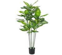Plante artificielle calathea HOMCOM hauteur 150 cm pot ciment 53 feuilles - intérieur