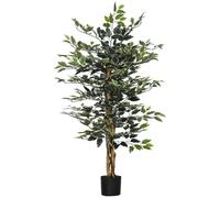 HOMCOM Plante artificielle Ficus – tronc et branches, liane, lichen, feuilles – pot inclus – 1,3 m