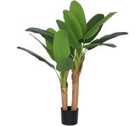 HOMCOM Plante Artificielle intérieure 120 cm bananier Arbre Artificiel en Pot avec des Feuilles réalistes, Fausse Plante Vert décoration pour Maison, Bureau, Salon, Chambre