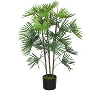 HOMCOM Plante artificielle intérieure 90 cm, palmier arbre artificiel avec pot en plastique et flocage, vert