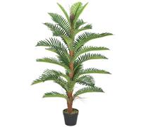 HOMCOM Plante Artificielle Palmier 120 cm avec 24 Grandes Feuilles Grand réalisme Pot Inclus