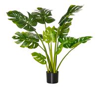 HOMCOM plantes artificielles 110 cm Monstera artificielles en pot Plante décorative d'intérieur Arbre artificiel Plante de décoration de bureau Pot en plastique pour l'intérieur et l'extérieur