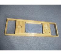 HOMCOM Pont étagère plateau de baignoire extensible en bambou avec porte-gobelet et porte-savon, 75-109 x 23 x 4.5cm