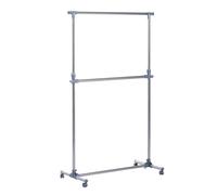 Homcom - Portant à linge amovible réglable 2 niveaux hauteur 115-180cm Longeur 100-165cm Charge 15kg avec roues argent gris