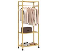 HOMCOM Portant à Vêtements à Roulettes 70 x 35 x 175 cm Bois Naturel