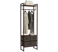 HOMCOM Portant à Vêtements avec 3 Tiroirs en Tissu 58,5x30x178 cm Marron