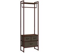 HOMCOM Portant à vêtements avec 3 tiroirs en tissu, étagères de rangement et tringle de suspension, 58,5 x 30 x 178 cm, marron
