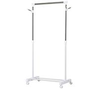 HOMCOM Portant à Vêtements sur roulettes 68,5 x 42 x 87-145 cm Blanc