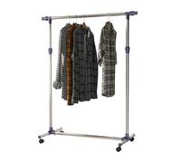 Portant sur roulettes - portant à vêtements réglable en hauteur et longueur - dim. 86/160L x 45l x 95/170H cm - acier inox.