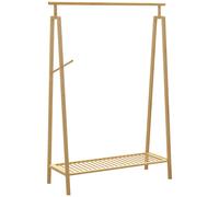 HOMCOM Portant pour vêtements en bambou, Porte-manteau en Bois avec étagère à chaussures dim. 110L x 42l x 152H cm