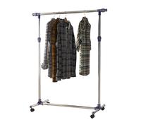 HOMCOM Portant Vêtements Tringle Réglable sur Roulettes Acier Inox 25 kg Aosom France
