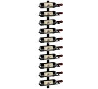 Porte-bouteilles mural 10 bouteilles - casier à vin mural - dim. 27 x 10 x 116 cm - acier noir