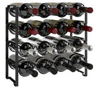 HOMCOM Porte-Bouteilles empilable 16 Bouteilles 42,5x16,5x41 cm Noir | Support à bouteilles en métal noir, pour cave et rangement