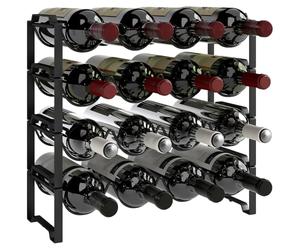 HOMCOM Porte-Bouteilles empilable 16 Bouteilles 42,5x16,5x41 cm Noir | Support à bouteilles en métal noir, pour cave et rangement