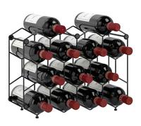HOMCOM Porte-Bouteilles pour 13 Bouteilles alvéolé 43x15,5x31 cm Noir | Grille métallique avec pieds réglables et anti-basculement, pour cave/rangement