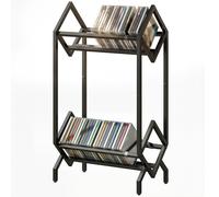 HOMCOM Porte-CD 50, porte-vinyles 2 niveaux en métal pour DVD, livres, albums, Noir