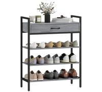 HOMCOM Porte-Chaussures avec tiroir pour 9 Paires 70x30x87.6cm Gris | Étagère à chaussures métallique 4 niveaux, rangement de chaussures gain de place, pour couloir, salon.