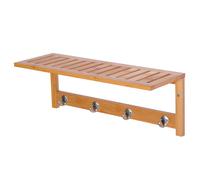 HOMCOM Porte-manteau mural penderie murale étagère 50L x 16l x 17,5H cm 4 patères kit fixation fourni bambou naturel