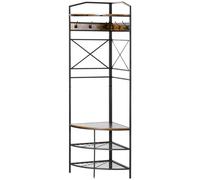 HOMCOM Porte-Manteau sur Pied Angulaire avec Banc et Porte-Chaussures en Style Industriel, 50x50x183cm, Marron