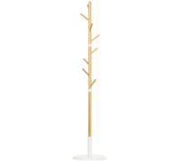 HOMCOM Porte manteau sur pied vestiaire 8 patères meuble d'entrée pour vêtements chapeaux entrée couloir hauteur 175,6 cm en bambou et métal