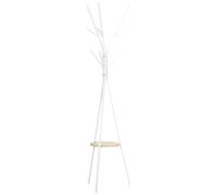 HOMCOM Porte-manteau trépied design contemporain branches étagère + 9 patères dim. 45L x 45l x 180H cm métal blanc