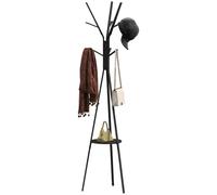 HomCom Porte-manteau trépied contemporain branches – étagère 9 patères – métal noir 45x45x180 cm