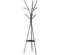 HOMCOM Porte-Manteau Mural Étagère Métal Marron Contemporain 45x45x180cm Aosom France