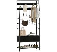 HOMCOM Porte-manteau Vestiaire 2 Tiroirs en Tissu 80 x 30 x 180,5 cm Noir