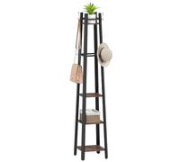 HOMCOM Porte-manteaux avec 4 étagères et 8 crochets, style industriel, pour vêtements, sac et chapeau, pour couloir et chambre à coucher, marron